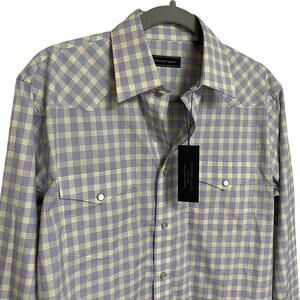 New Western Range Plaid Pearl Snap Shirt Sz S Long Sleeve Cowboy Jackson Hole WY